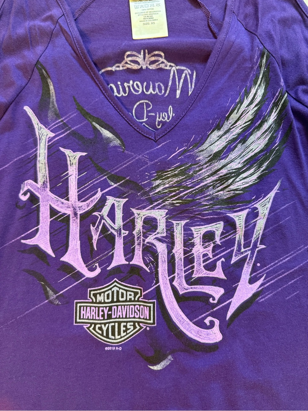 Harley-Davidson Purple Wing Graphic V-Neck Tee